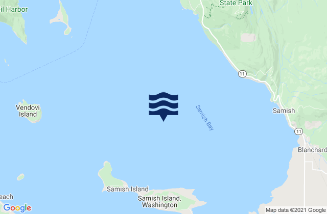 Mapa da tábua de marés em Samish Bay, United States