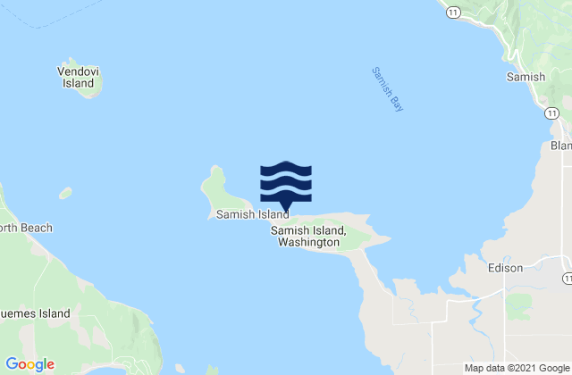 Mapa da tábua de marés em Samish Island, United States