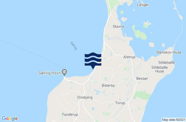 Mapa da tábua de marés em Samsø Kommune, Denmark