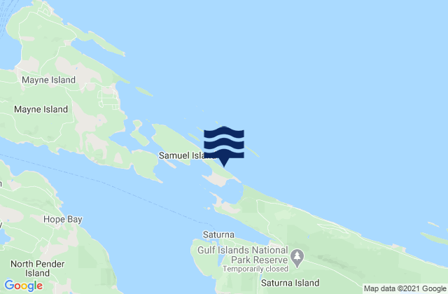Mapa da tábua de marés em Samuel Island (North Shore), United States