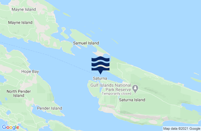 Mapa da tábua de marés em Samuel Island (South Shore), United States