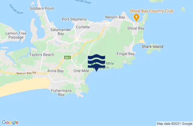 Mapa da tábua de marés em Samurai Beach, Australia