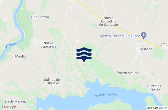 Mapa da tábua de marés em San Agustín, El Salvador