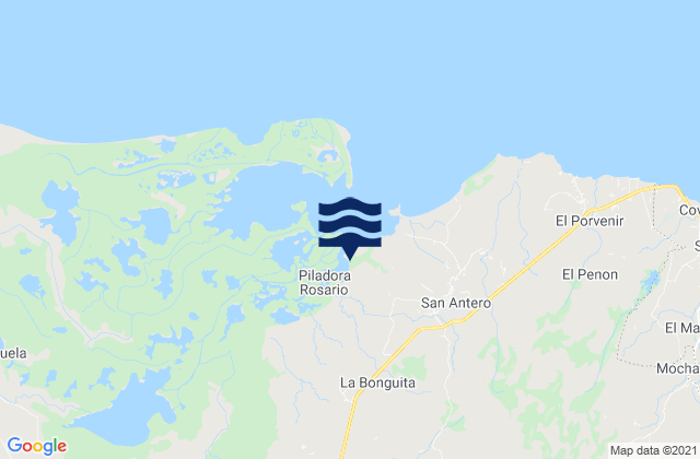 Mapa da tábua de marés em San Antero, Colombia