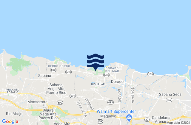 Mapa da tábua de marés em San Antonio, Puerto Rico