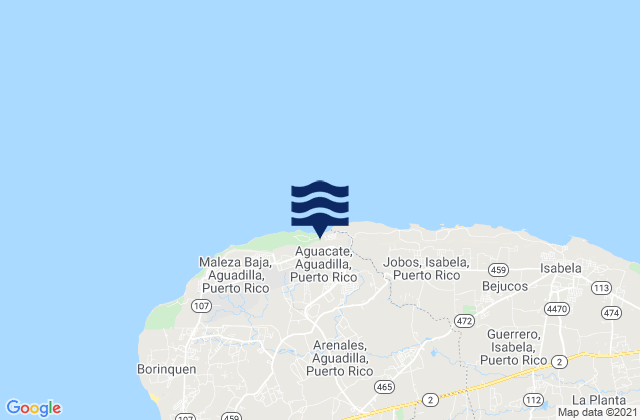 Mapa da tábua de marés em San Antonio, Puerto Rico