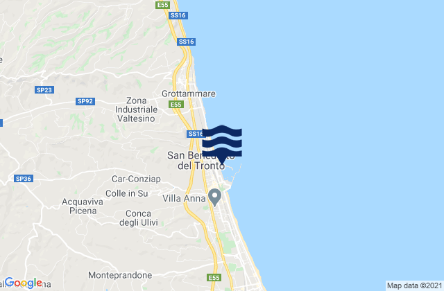 Mapa da tábua de marés em San Benedetto del Tronto, Italy
