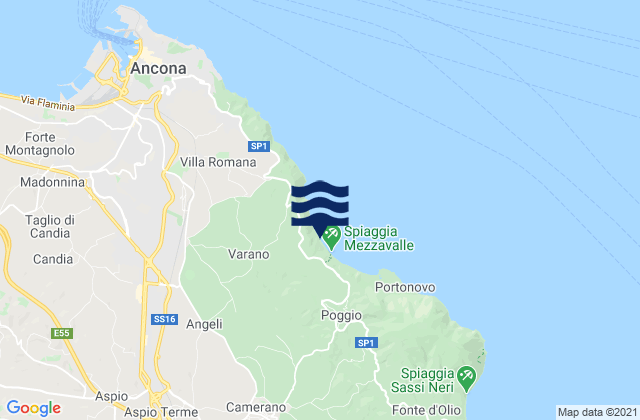 Mapa da tábua de marés em San Biagio, Italy