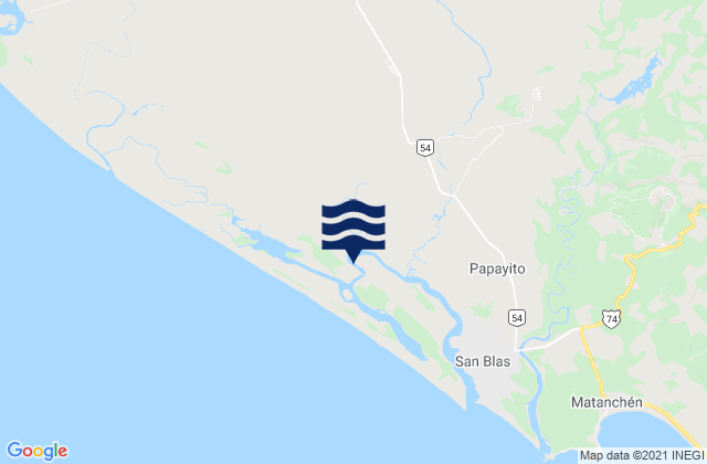 Mapa da tábua de marés em San Blas, Mexico
