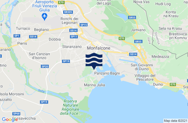 Mapa da tábua de marés em San Canzian d'Isonzo, Italy
