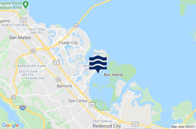 Mapa da tábua de marés em San Carlos, United States