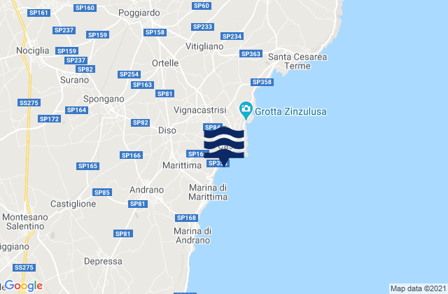 Mapa da tábua de marés em San Cassiano, Italy