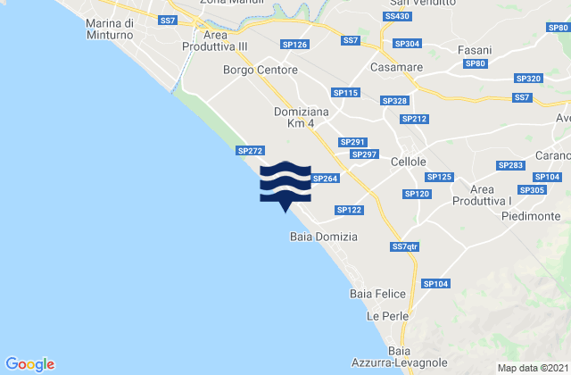 Mapa da tábua de marés em San Castrese, Italy