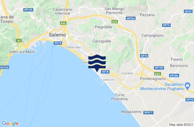 Mapa da tábua de marés em San Cipriano Picentino, Italy