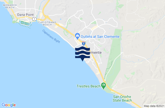 Mapa da tábua de marés em San Clemente, United States