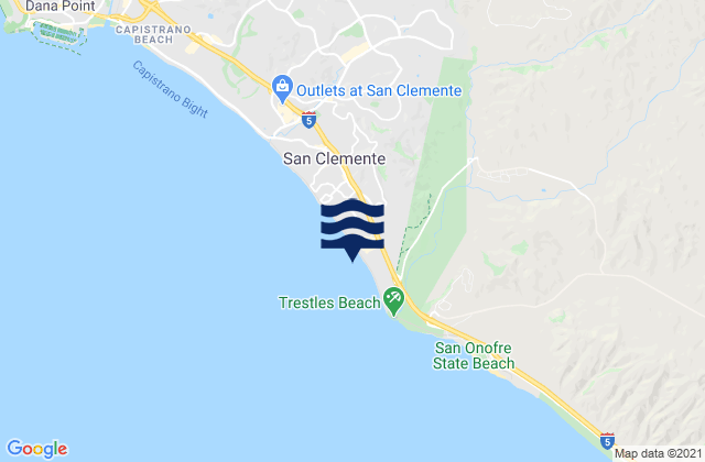 Mapa da tábua de marés em San Clemente State Park, United States