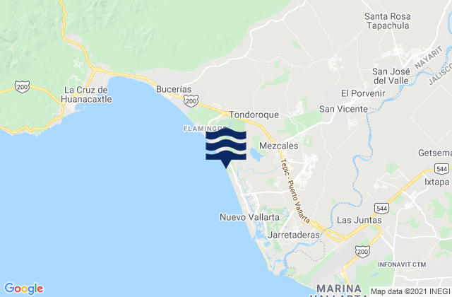 Mapa da tábua de marés em San Clemente de Lima, Mexico