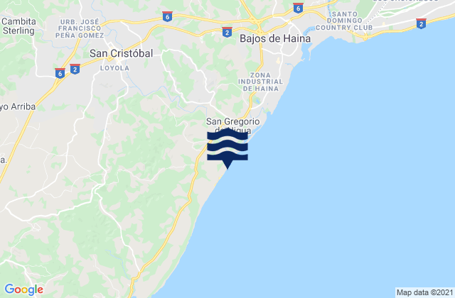 Mapa da tábua de marés em San Cristóbal, Dominican Republic