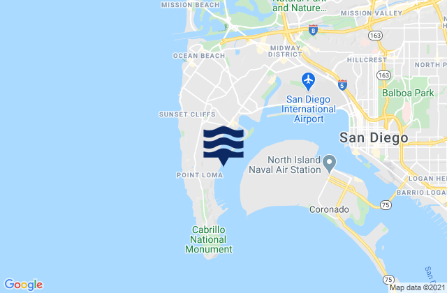 Mapa da tábua de marés em San Diego (Quarantine Station), United States
