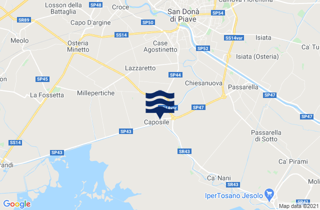 Mapa da tábua de marés em San Donà di Piave, Italy