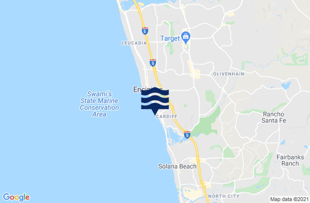 Mapa da tábua de marés em San Elijo State Beach, United States