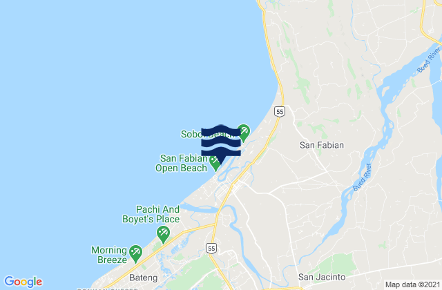 Mapa da tábua de marés em San Fabian, Philippines