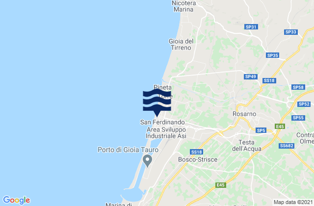 Mapa da tábua de marés em San Ferdinando, Italy