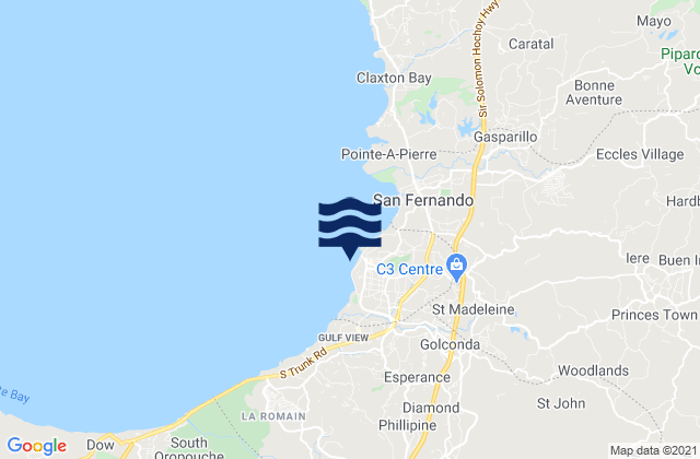 Mapa da tábua de marés em San Fernando, Trinidad and Tobago
