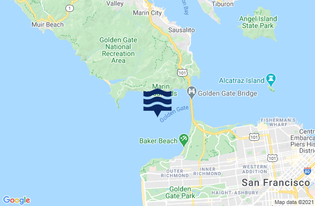 Mapa da tábua de marés em San Francisco Bay Entrance (Outside), United States