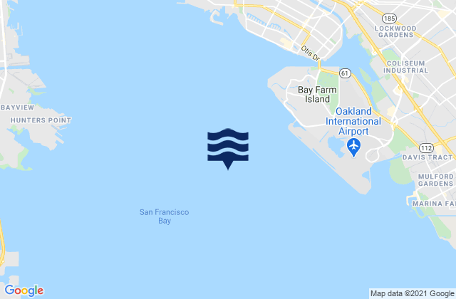 Mapa da tábua de marés em San Francisco Bay, United States