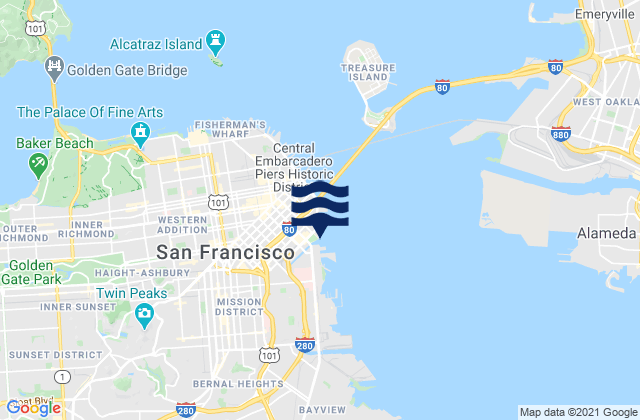 Mapa da tábua de marés em San Francisco, United States
