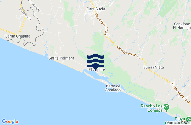 Mapa da tábua de marés em San Francisco Menéndez, El Salvador