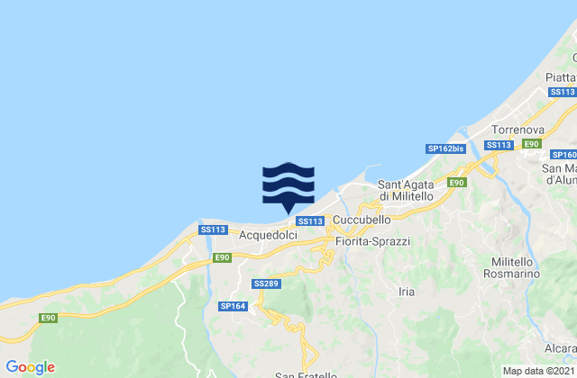 Mapa da tábua de marés em San Fratello, Italy