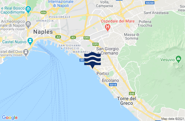 Mapa da tábua de marés em San Giorgio a Cremano, Italy