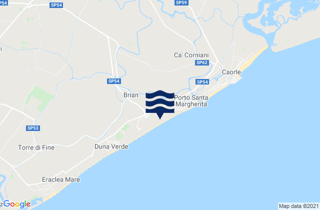 Mapa da tábua de marés em San Giorgio di Livenza, Italy