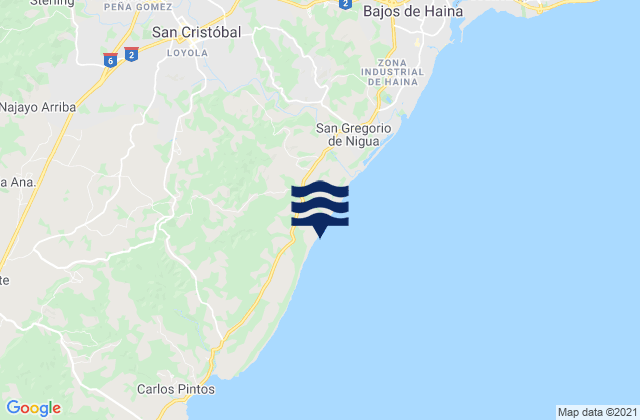 Mapa da tábua de marés em San Gregorio De Nigua, Dominican Republic