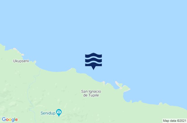 Mapa da tábua de marés em San Ignacio de Tupile, Panama