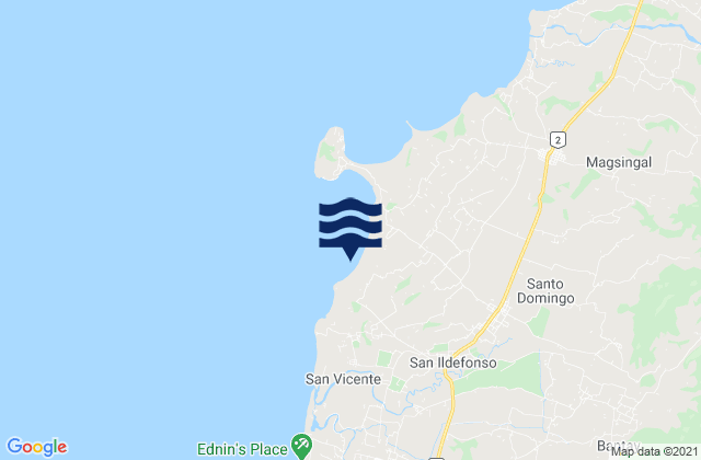 Mapa da tábua de marés em San Ildefonso, Philippines