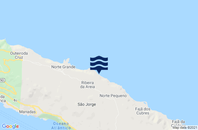 Mapa da tábua de marés em San Jorge - Faja dos Cubres, Portugal