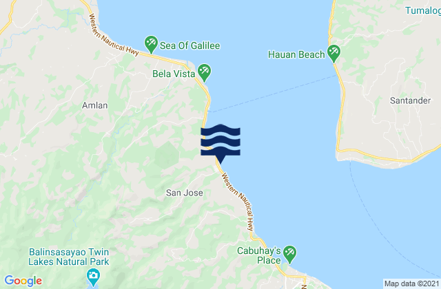 Mapa da tábua de marés em San Jose, Philippines