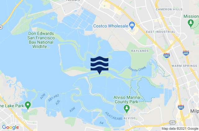 Mapa da tábua de marés em San Jose, United States