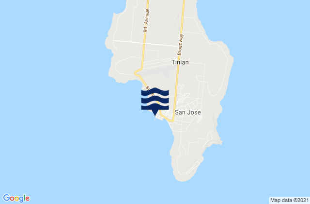 Mapa da tábua de marés em San Jose Village, Northern Mariana Islands