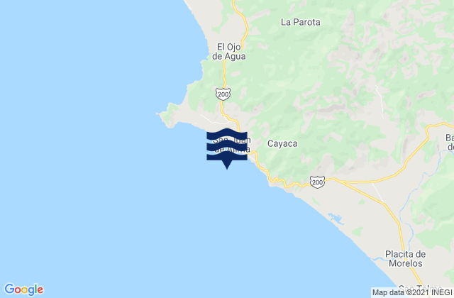 Mapa da tábua de marés em San Juan de Alima, Mexico