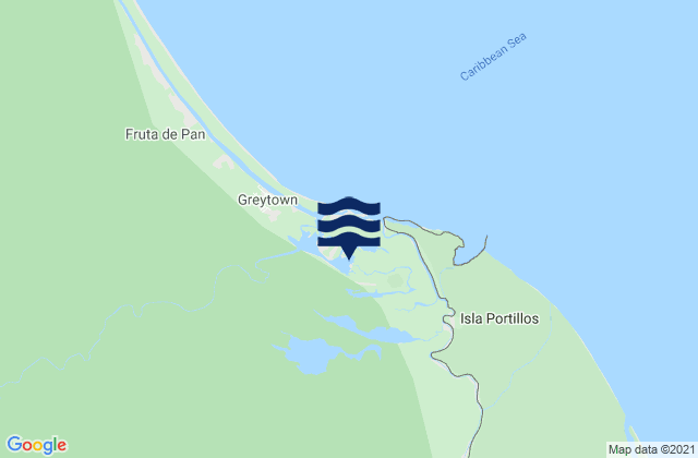 Mapa da tábua de marés em San Juan del Norte (Greytown), Nicaragua