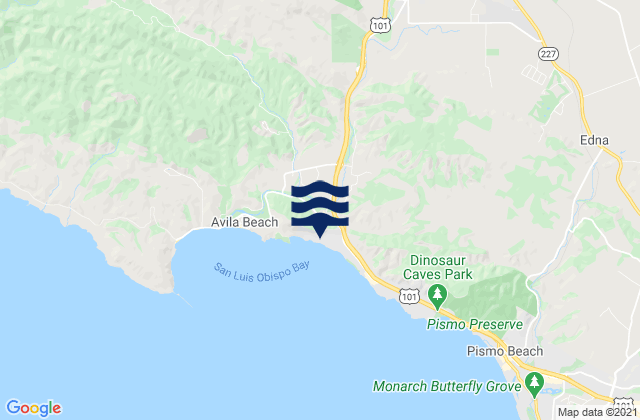 Mapa da tábua de marés em San Luis Obispo, United States
