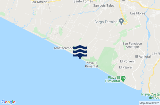 Mapa da tábua de marés em San Luis Talpa, El Salvador