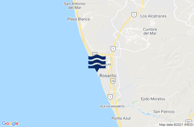 Mapa da tábua de marés em San Luis, Mexico
