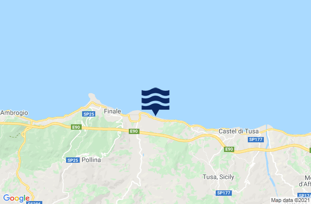 Mapa da tábua de marés em San Mauro Castelverde, Italy