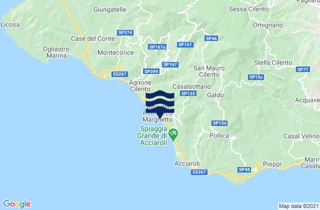Mapa da tábua de marés em San Mauro Cilento, Italy