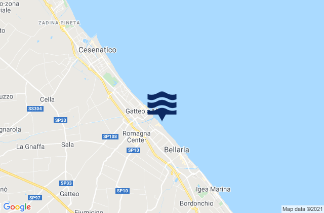 Mapa da tábua de marés em San Mauro a Mare, Italy